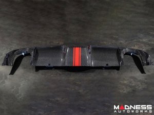 FIAT 500 Rear Diffuser - Carbon Fiber - Red Racing Stripe w/ White Scorpion